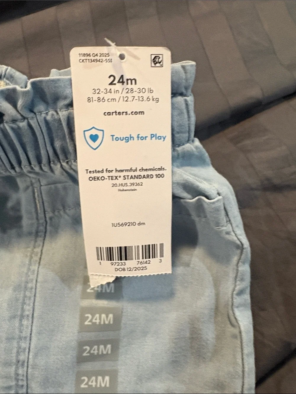 Carter's Light Blue Denim-Style Drawstring Shorts